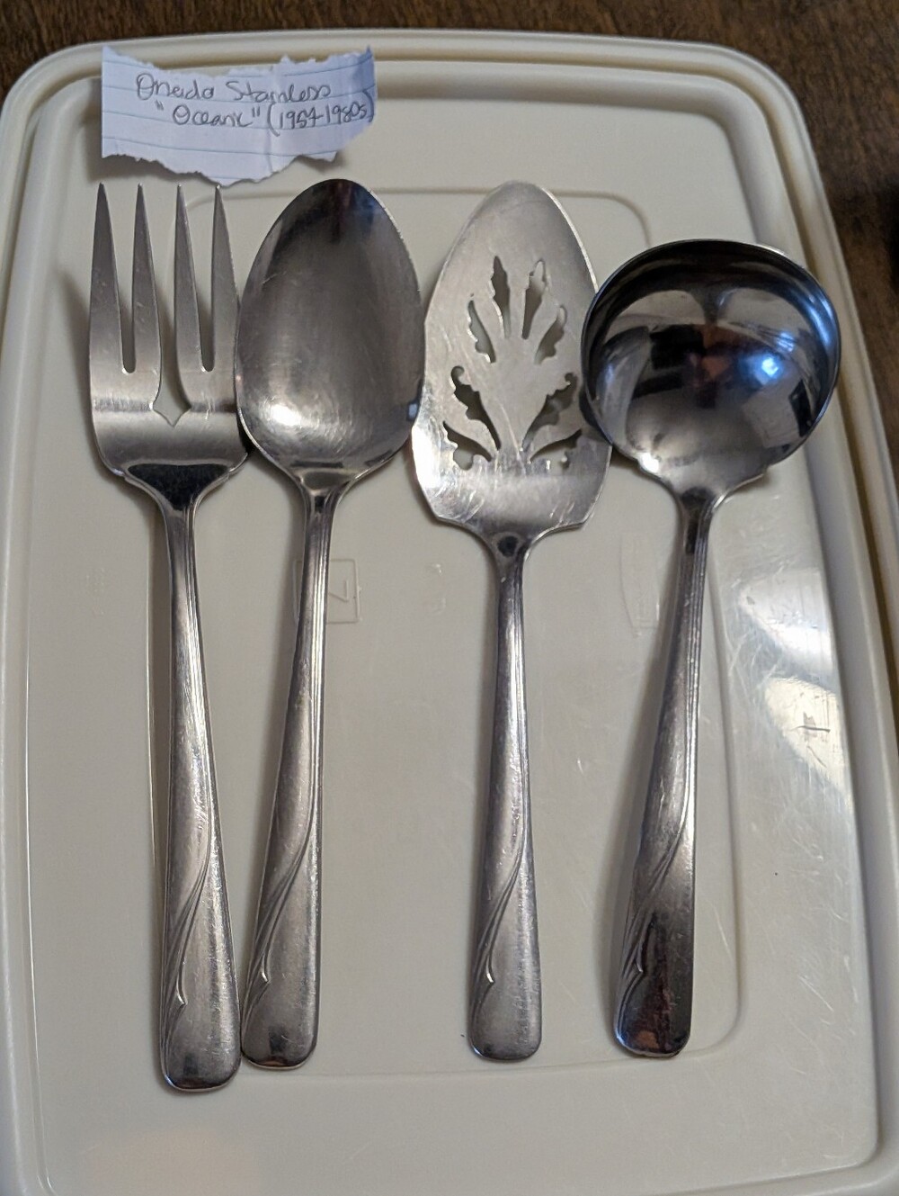 Vintage Oneida Oceanic Stainless Serving Utensils 4 Pc Set